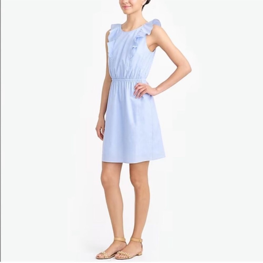 J. Crew Factory Ruffle-shoulder blue dress sz 2